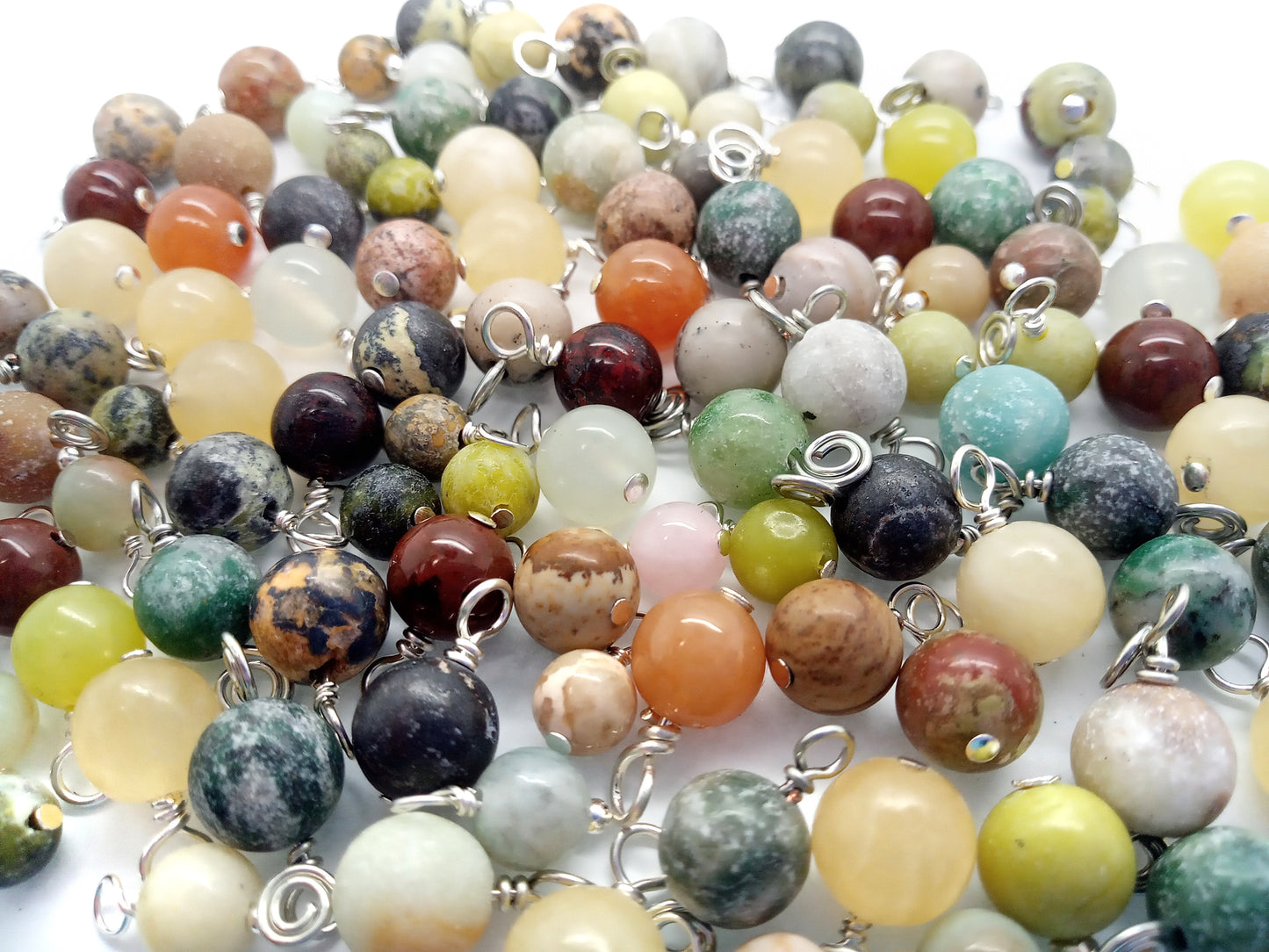 Mixed Gemstone Charms, Multicolored Stone Bead Dangles