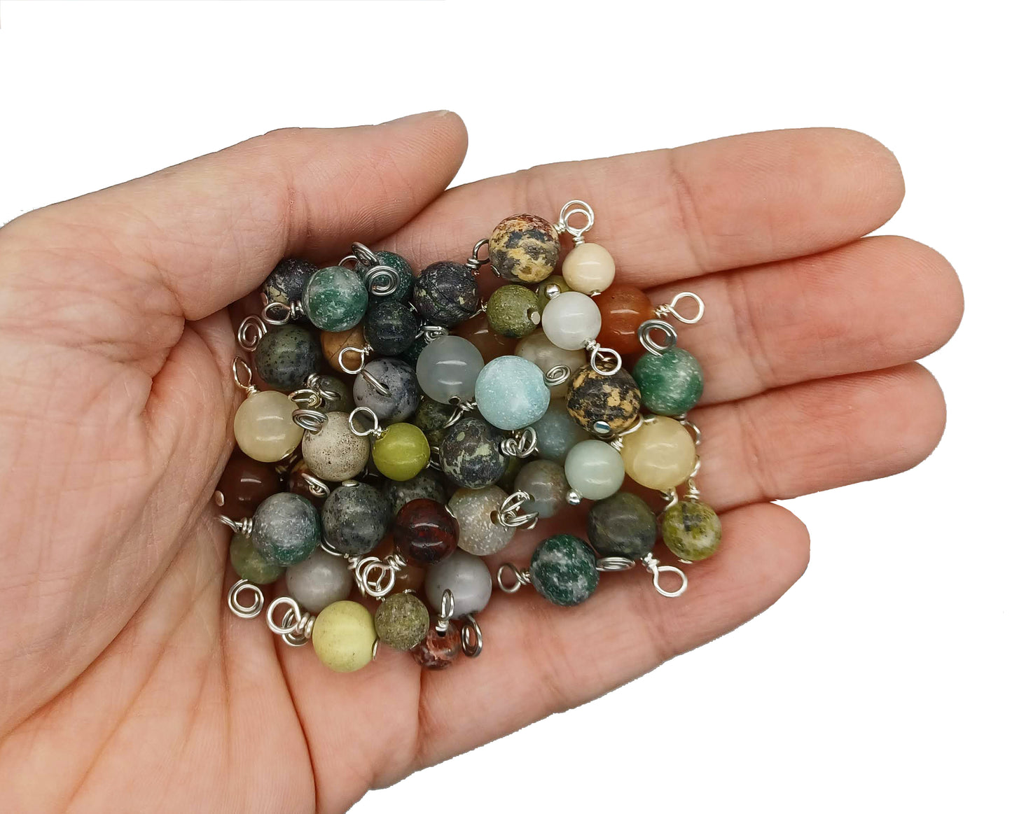 Mixed Gemstone Charms, Multicolored Stone Bead Dangles