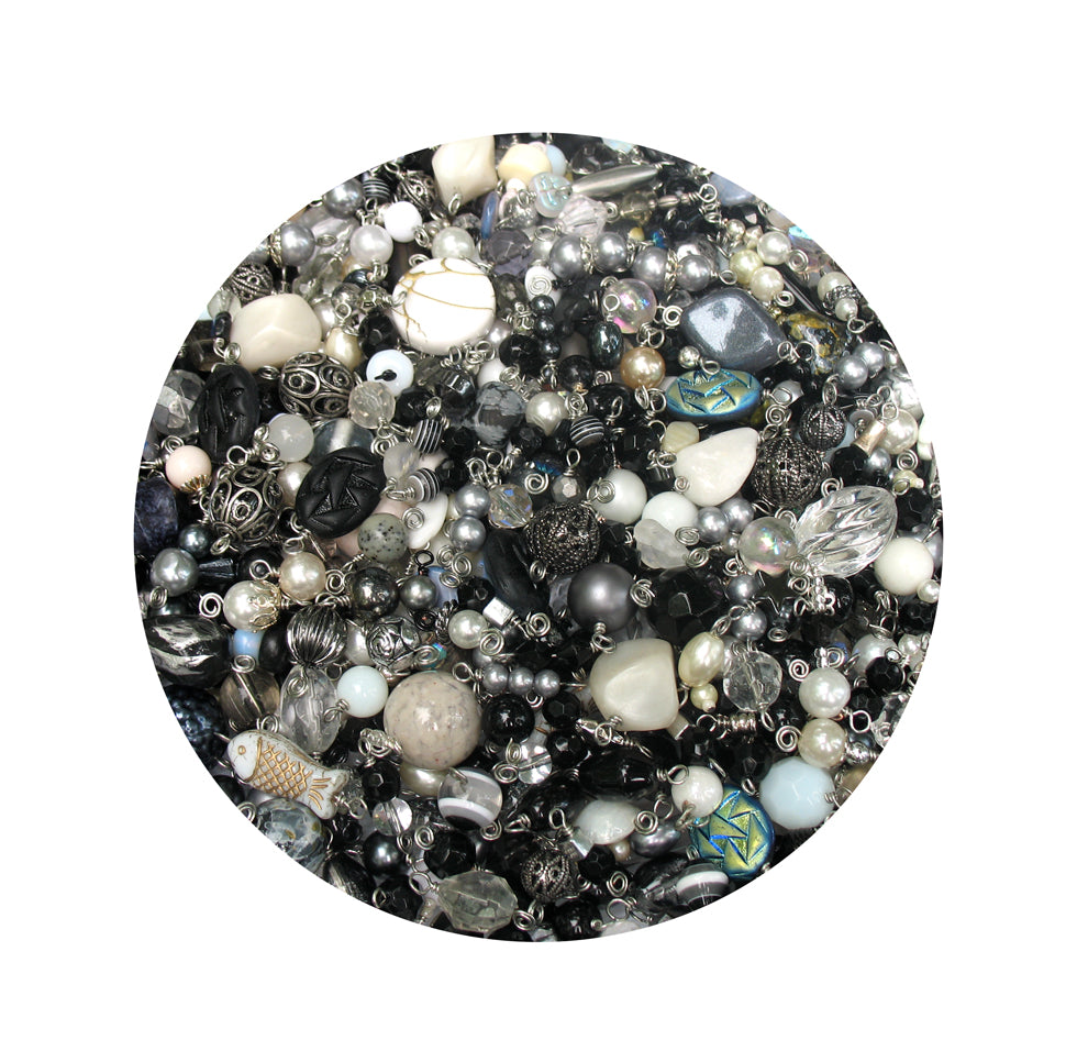 Black & White Bead Charms Grab Bag - Bulk Glass & Acrylic Dangle Charms - Adorabilities Charms & Trinkets