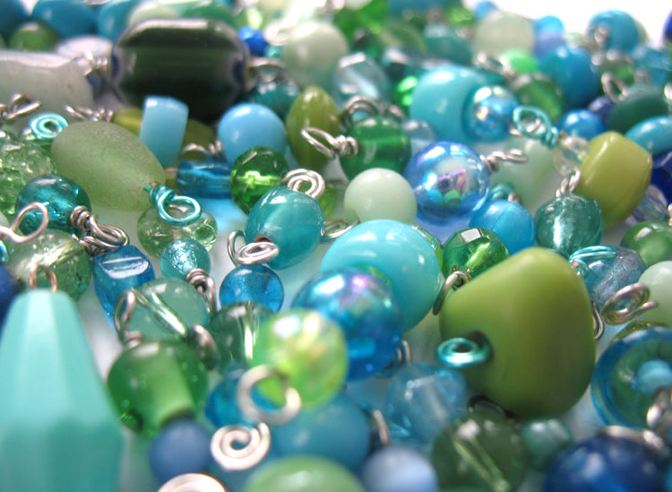 Blue Green Aqua Bead Charms Grab Bag - Bulk Blue Green Purple Bead Dangles - Adorabilities Charms & Trinkets
