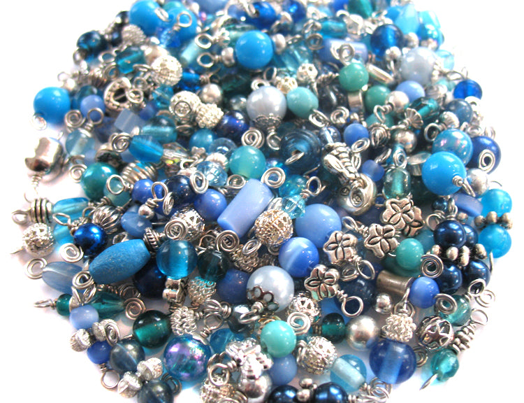 100 Cool Bead Charms Grab Bag - Bulk Blue Green Purple Bead Dangles - Adorabilities Charms & Trinkets
