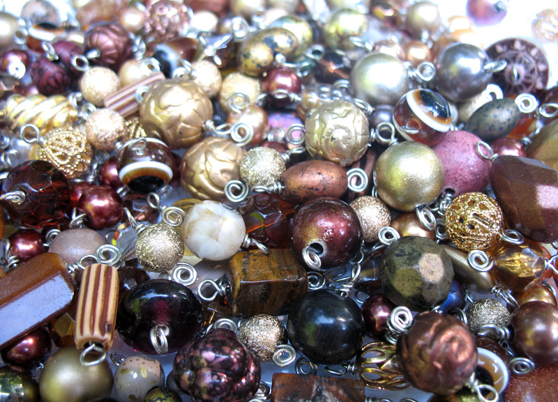 Brown & Gold Bead Charms Grab Bag - Bulk Glass & Acrylic Dangle Charms - Adorabilities Charms & Trinkets