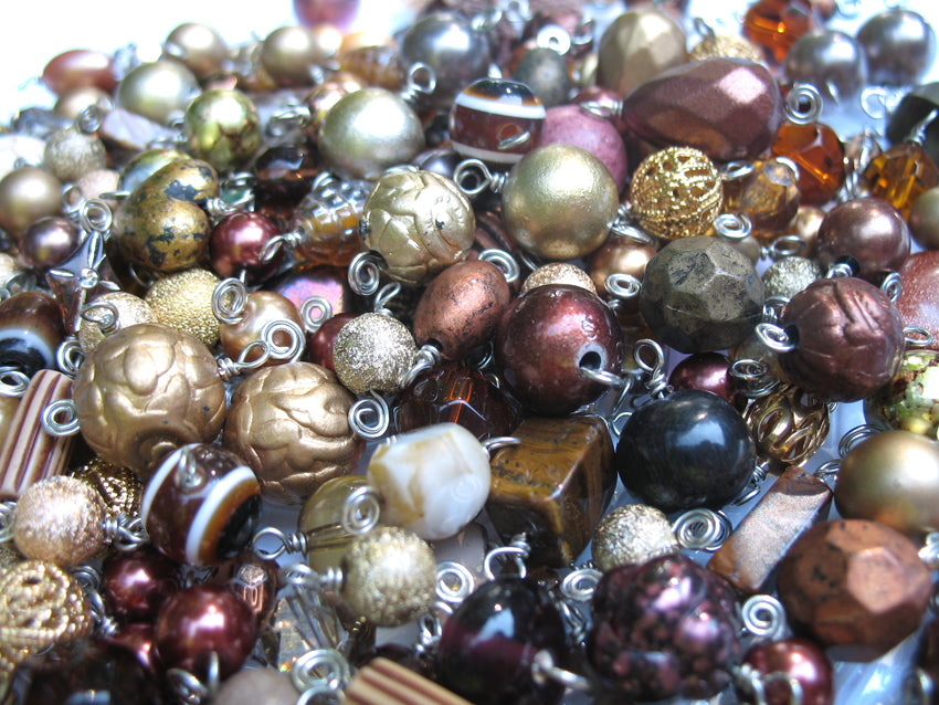 Brown & Gold Bead Charms Grab Bag - Bulk Glass & Acrylic Dangle Charms - Adorabilities Charms & Trinkets