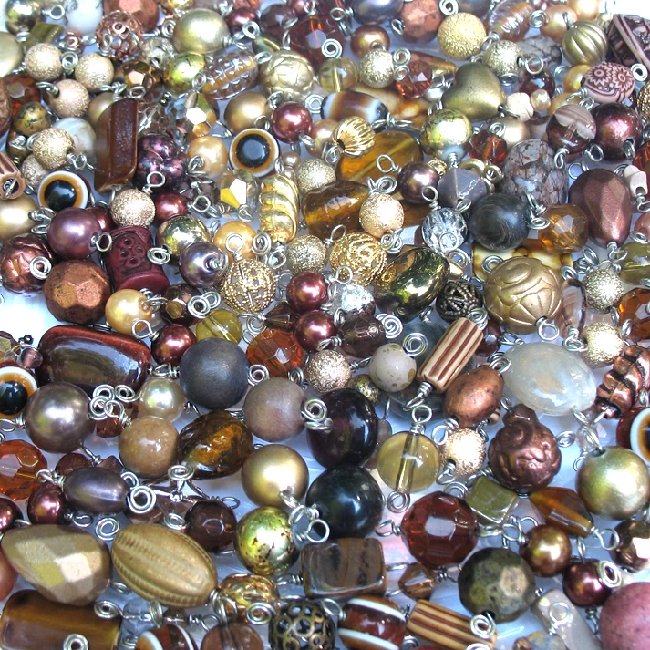 Brown Gold Bead Charms Grab Bag Bulk Glass Acrylic Dangle