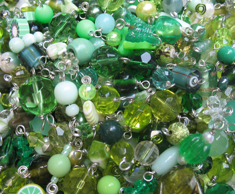 Green Bead Charms Grab Bag - Bulk Glass & Acrylic Dangle Charms - Adorabilities Charms & Trinkets