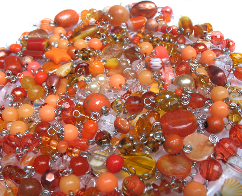 Orange Bead Charms Grab Bag - Bulk Glass & Acrylic Dangle Charms - Adorabilities Charms & Trinkets