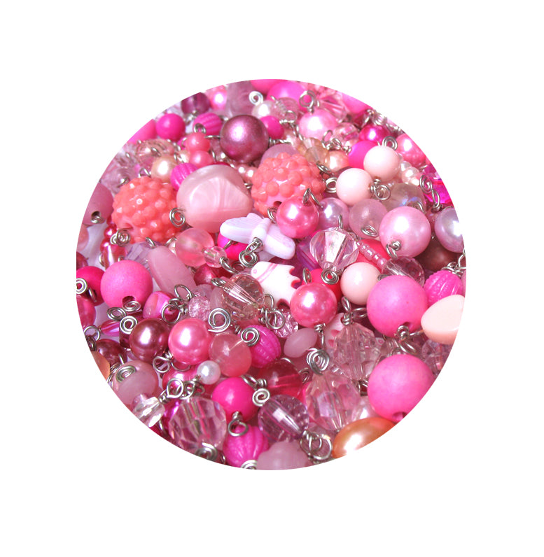Pink Bead Charms Grab Bag - Bulk Glass & Acrylic Dangle Charms - Adorabilities Charms & Trinkets