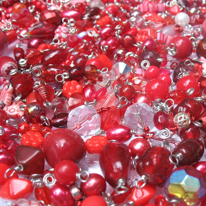 Red Bead Charms Grab Bag - Bulk Glass & Acrylic Dangle Charms - Adorabilities Charms & Trinkets