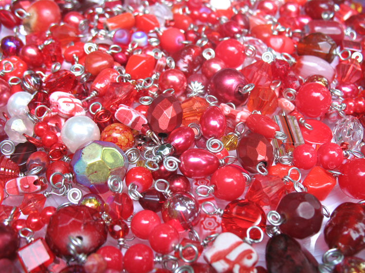 Red Bead Charms Grab Bag - Bulk Glass & Acrylic Dangle Charms - Adorabilities Charms & Trinkets