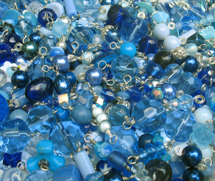 Blue Bead Charms Grab Bag - Bulk Glass & Acrylic Dangle Charms