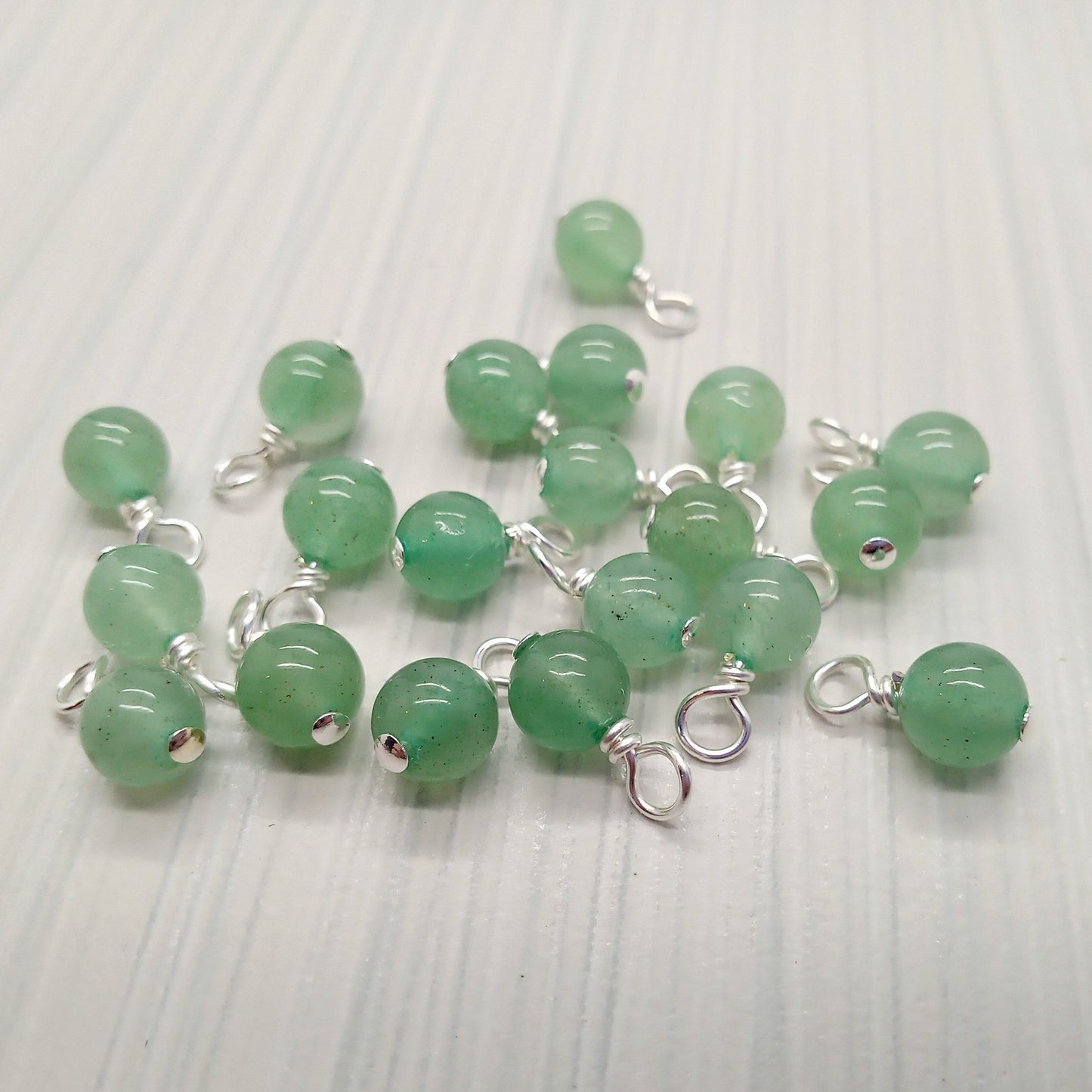 Green Aventurine 6mm Bead Charms, Gemstone Dangles - Adorabilities Charms & Trinkets