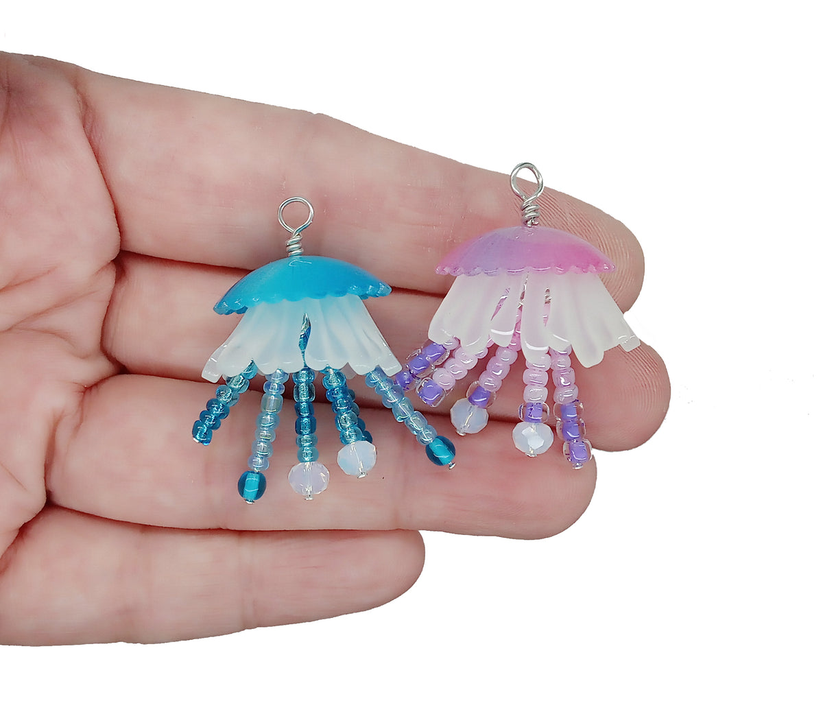 Jellyfish Pendant, Pretty Ocean Animal Charms in Pink or Blue
