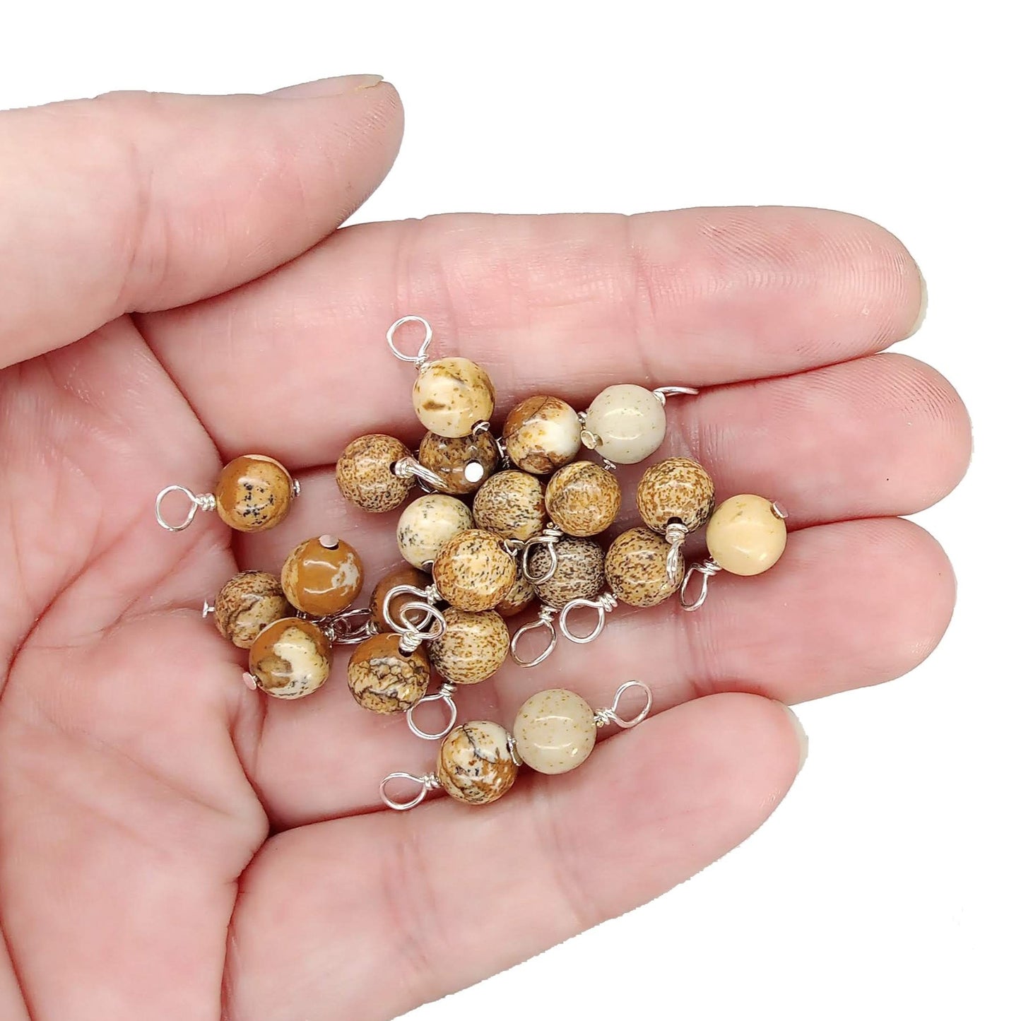 Landscape Jasper 6mm Bead Charms, Gemstone Dangles - Adorabilities Charms & Trinkets
