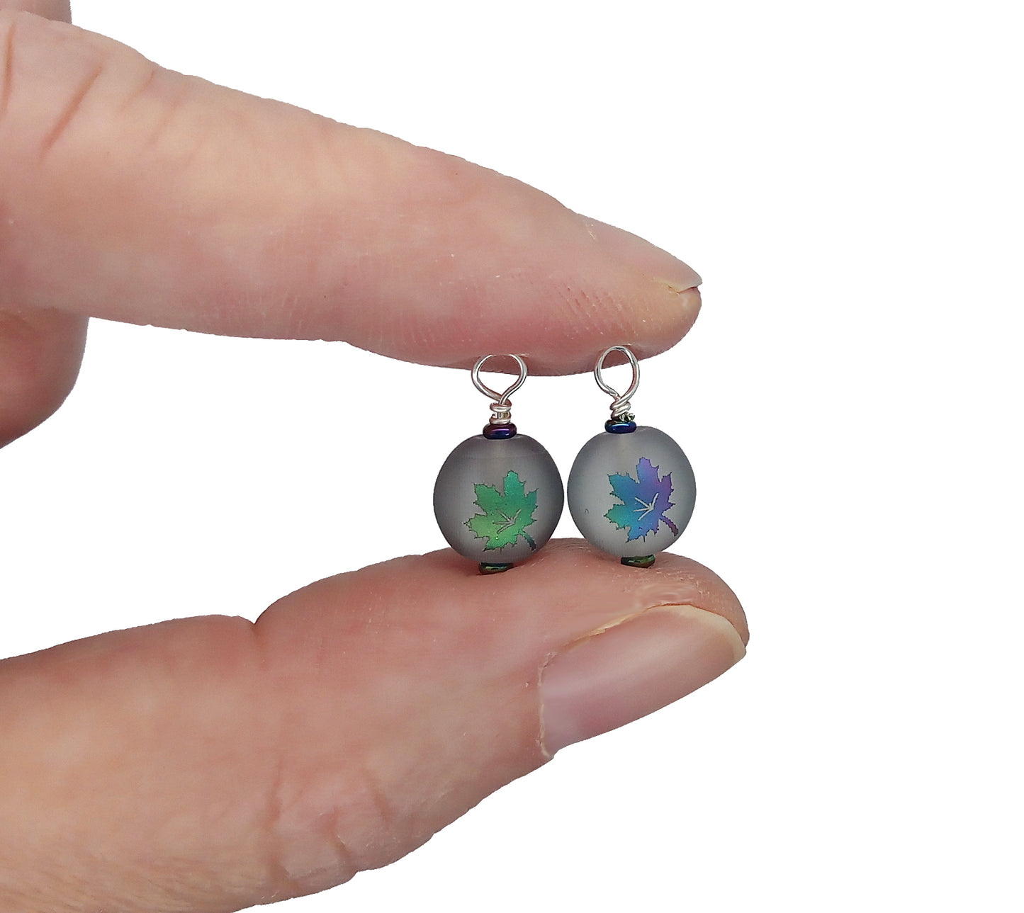 Beautiful Fall Leaf Bead Charms with Crystal Dangles - Adorabilities Charms & Trinkets