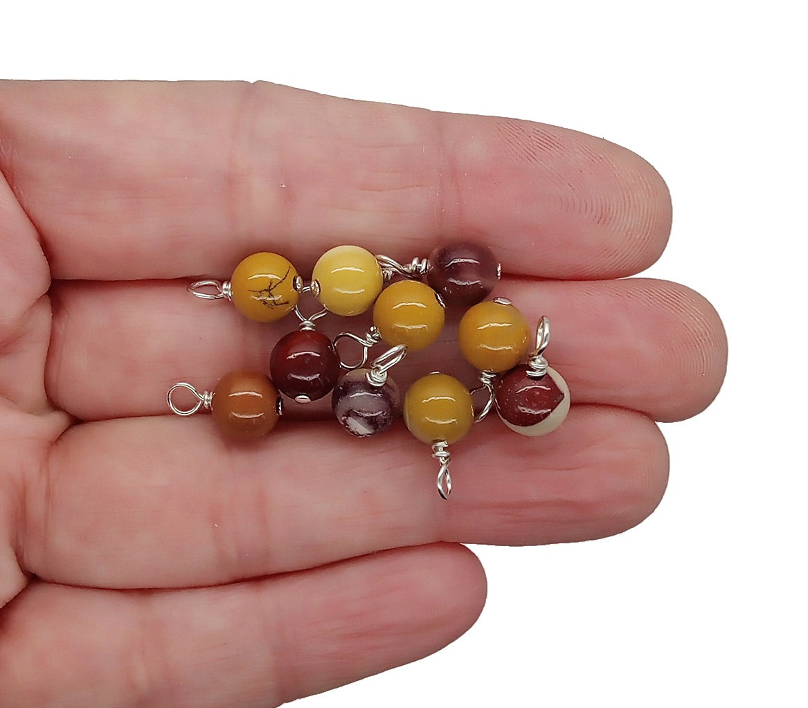 Mookaite Bead Charms, Brown 6mm Gemstone Dangles - Adorabilities Charms & Trinkets