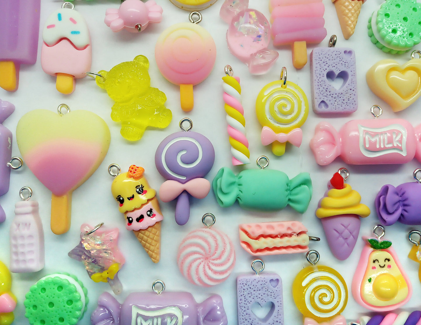 Pastel Food Charm Assortment, 20 pc Kawaii Candy and Sweets