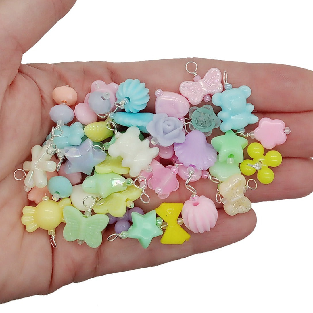 Pastel Acrylic Bead Charms, Bulk Kawaii Charm Mix - Adorabilities Charms & Trinkets