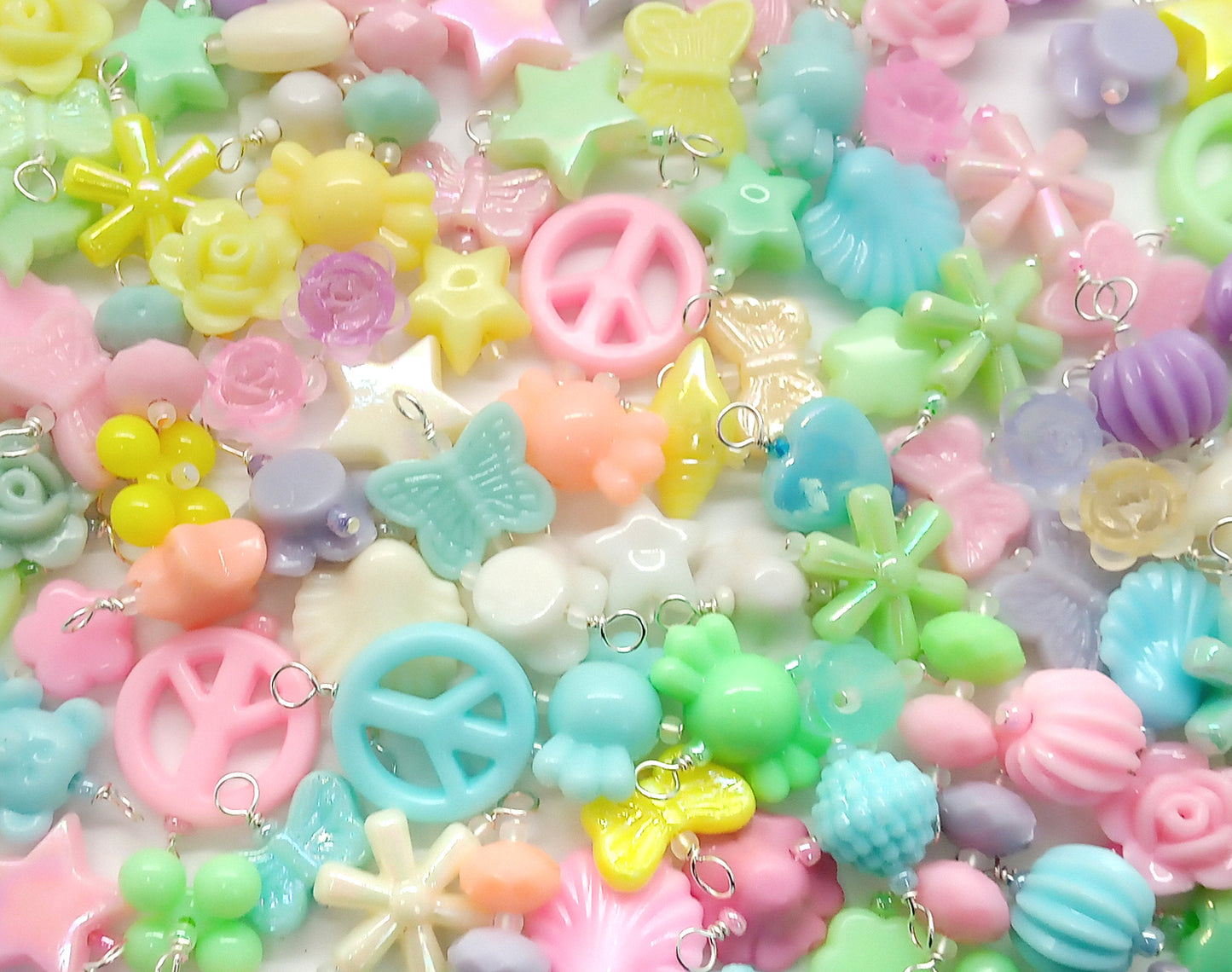 Pastel Acrylic Bead Charms, Bulk Kawaii Charm Mix - Adorabilities Charms & Trinkets