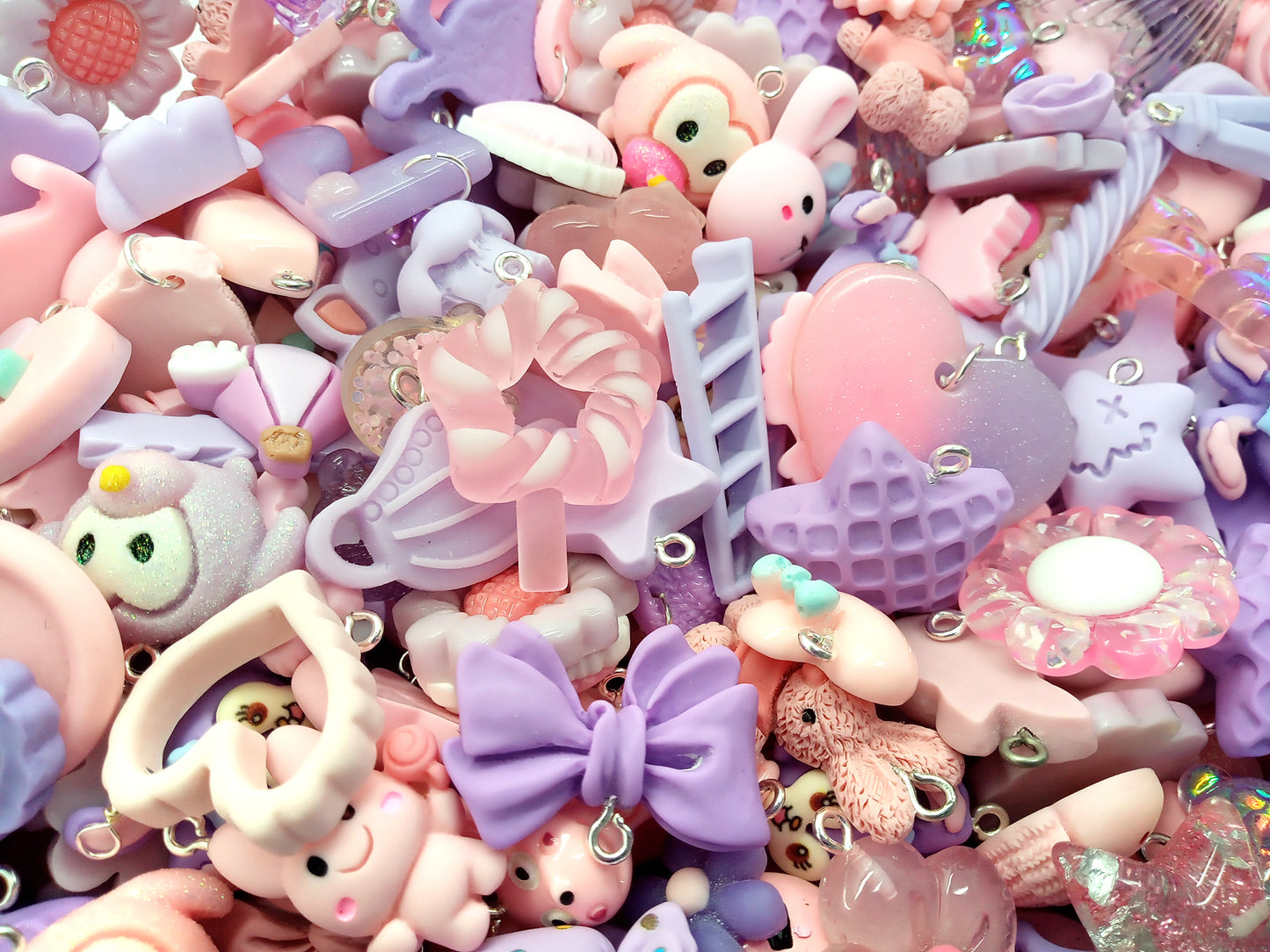 Pink & Purple Charm Mix, 20 pc Cute Resin Cabochon Grab Bag