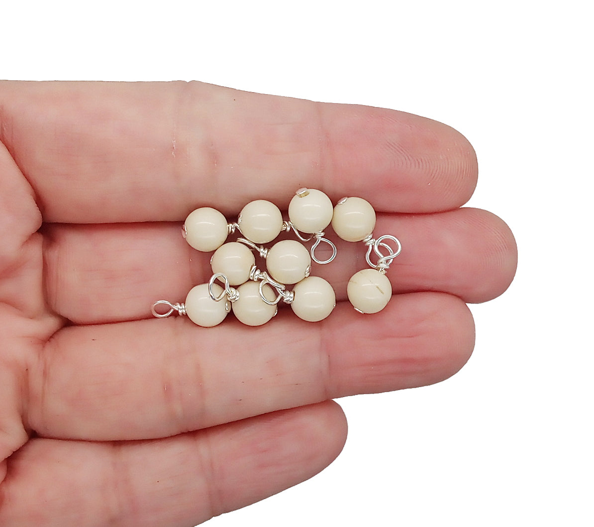 Riverstone 6mm Bead Charms, Gemstone Dangles, 10 pc
