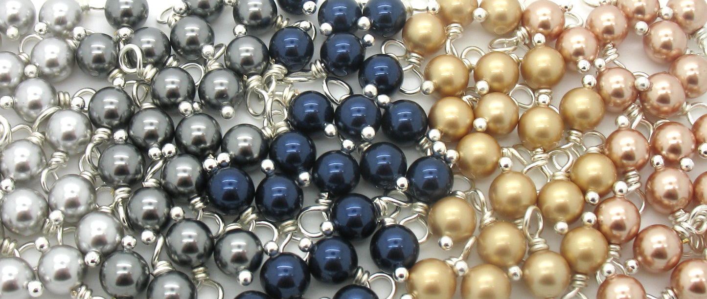 Charms made with Swarovski Crystal Pearls - Navy Gold & Silver 6mm Bead Dangles - Adorabilities Charms & Trinkets