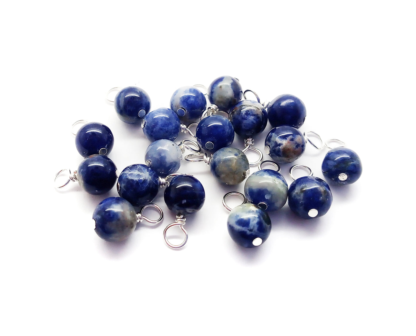 Tiny Sodalite Gemstone Dangles, 10 piece Blue Stone Charms