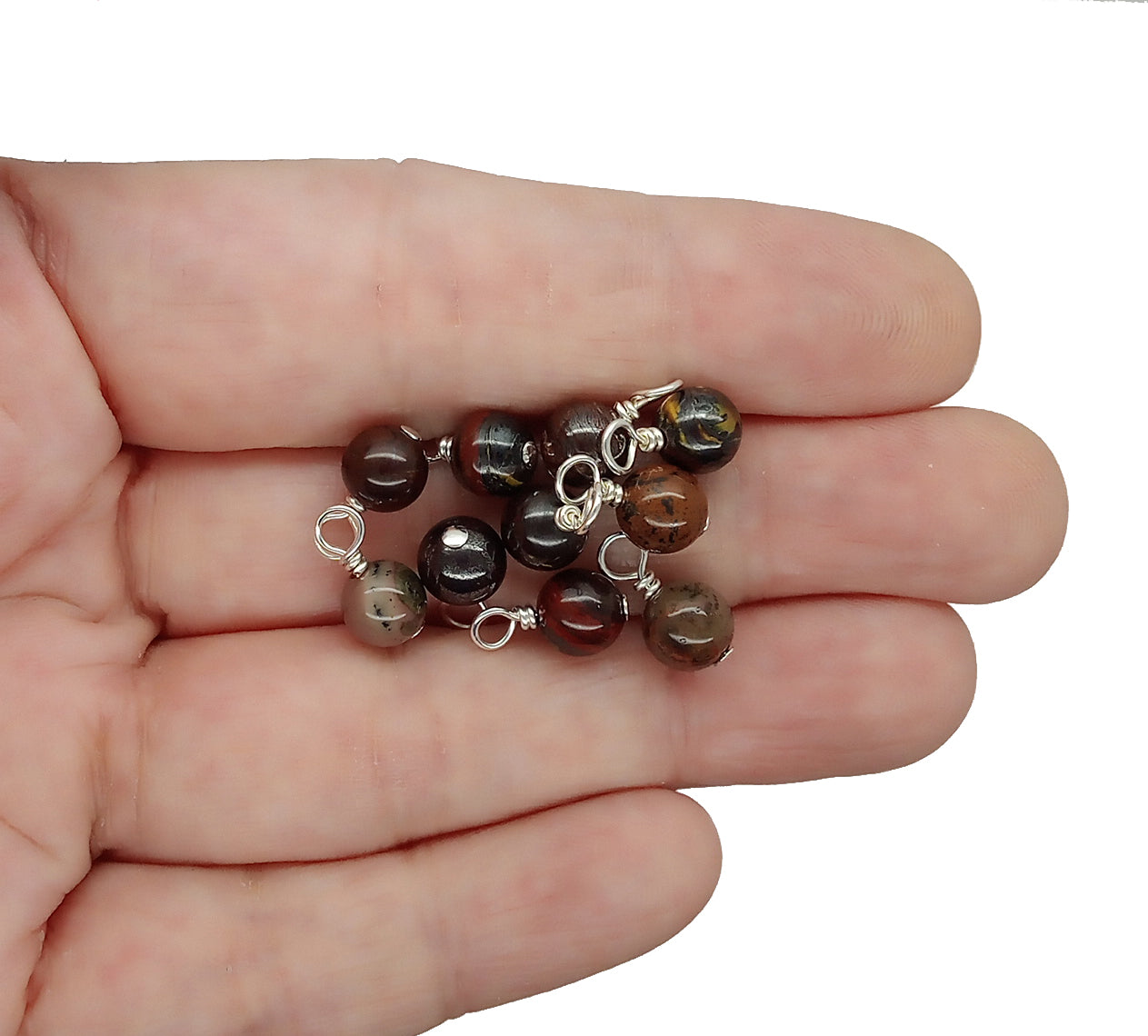 Tiger Iron 6mm Dangles, 10 pieces, Gemstone Bead Charms