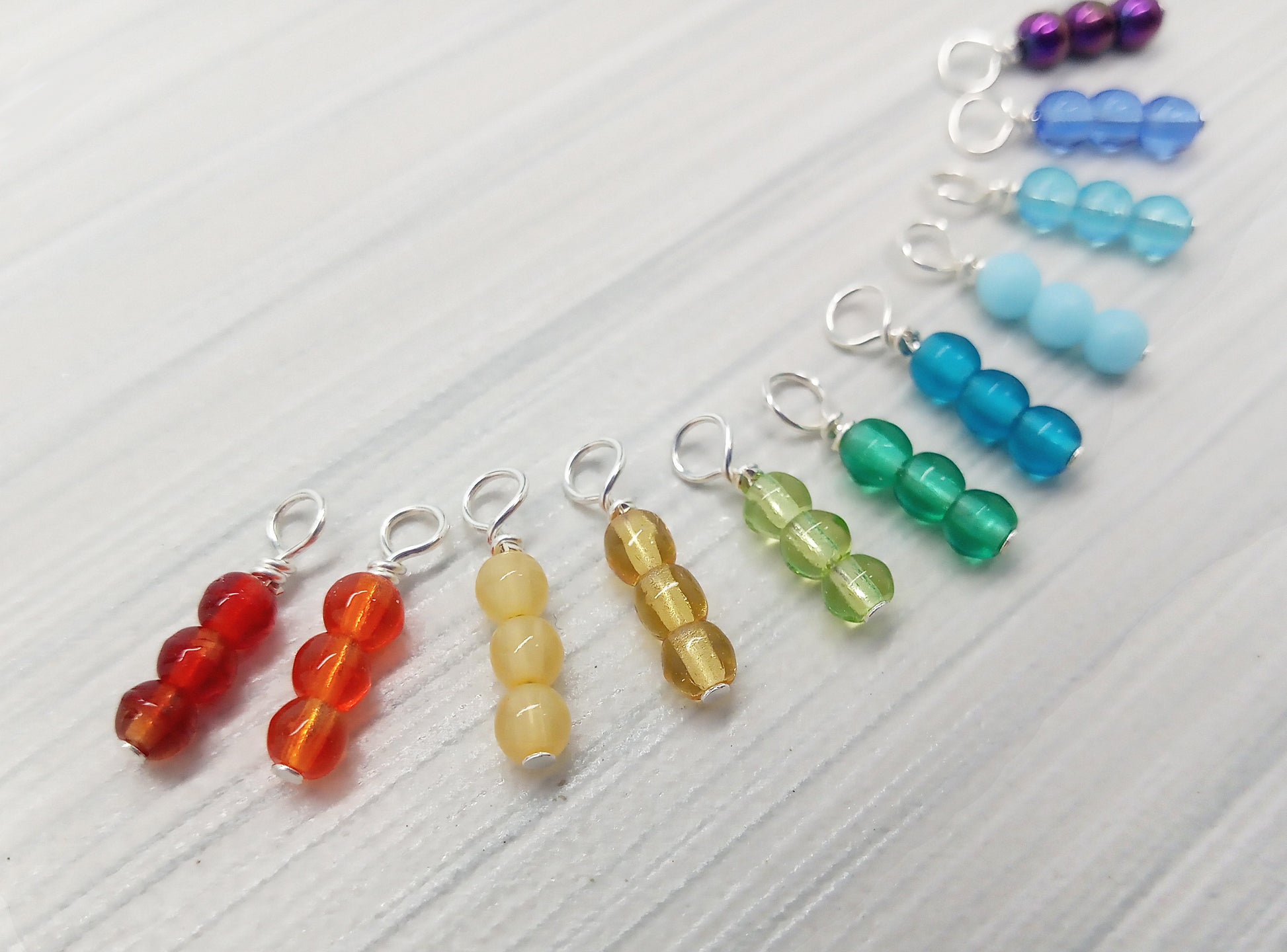 Tiny Rainbow Glass Bead Dangles, Set of 12 Charms - Adorabilities Charms & Trinkets