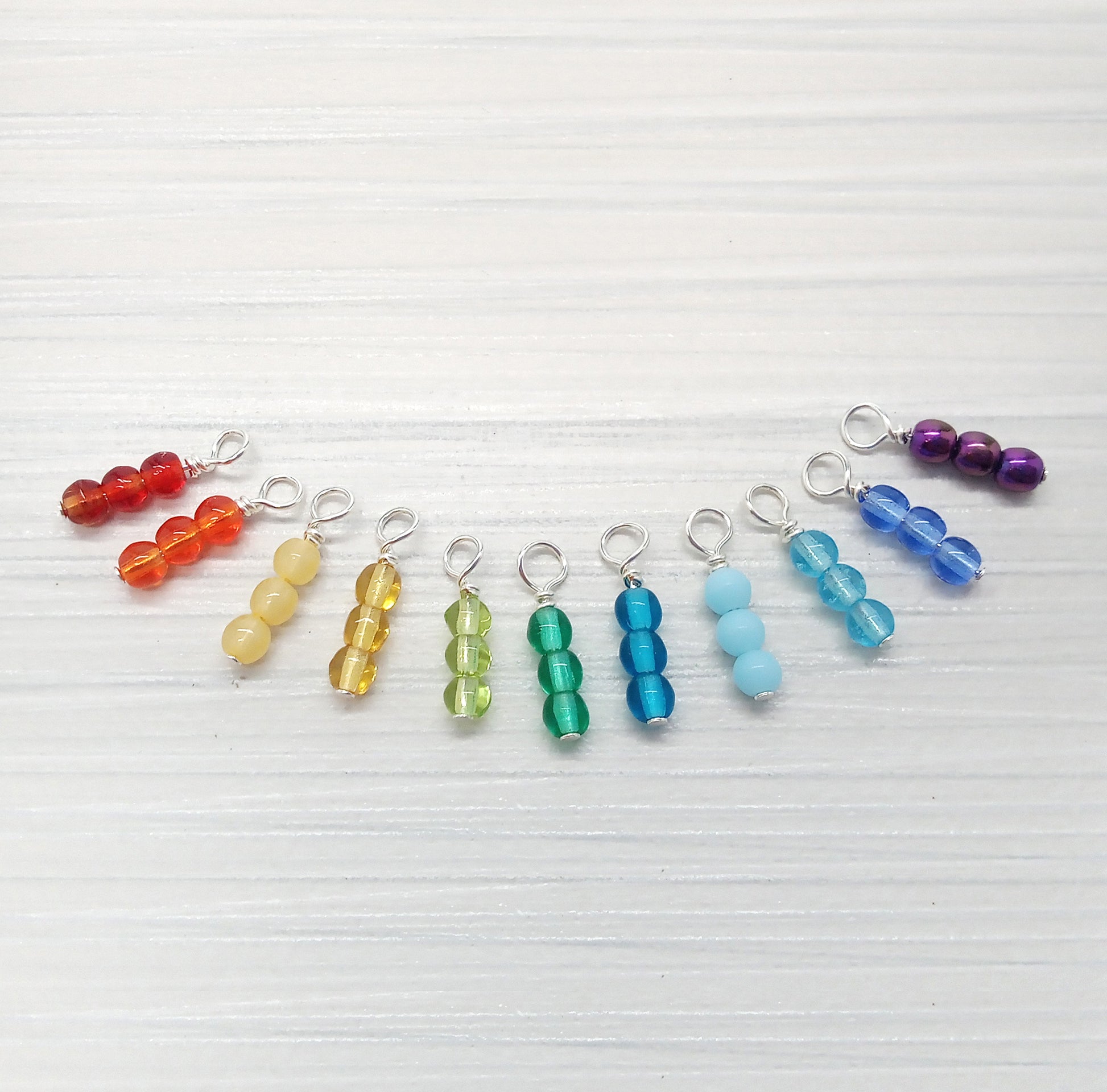 Tiny Rainbow Glass Bead Dangles, Set of 12 Charms - Adorabilities Charms & Trinkets