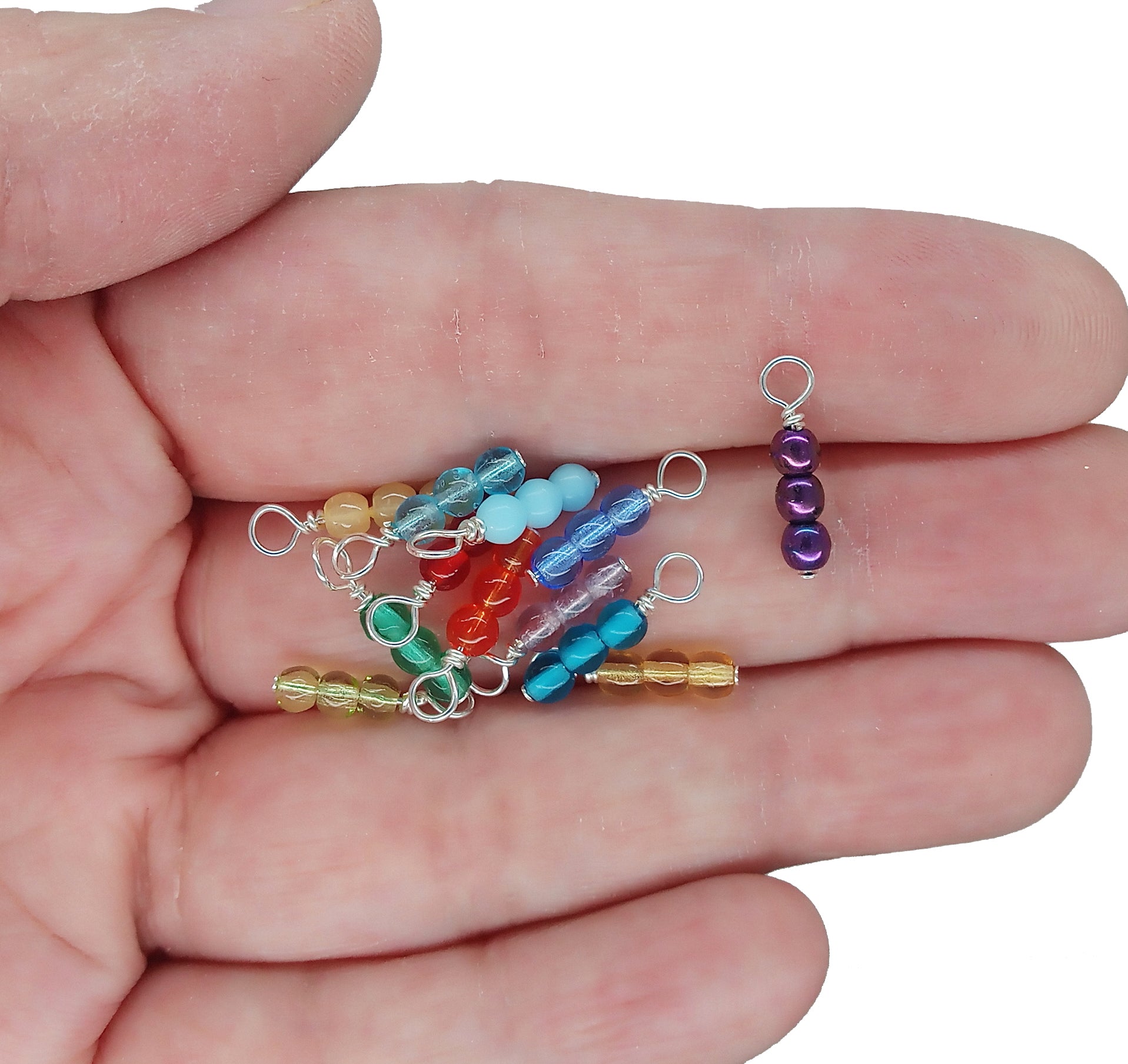 Tiny Rainbow Glass Bead Dangles, Set of 12 Charms - Adorabilities Charms & Trinkets