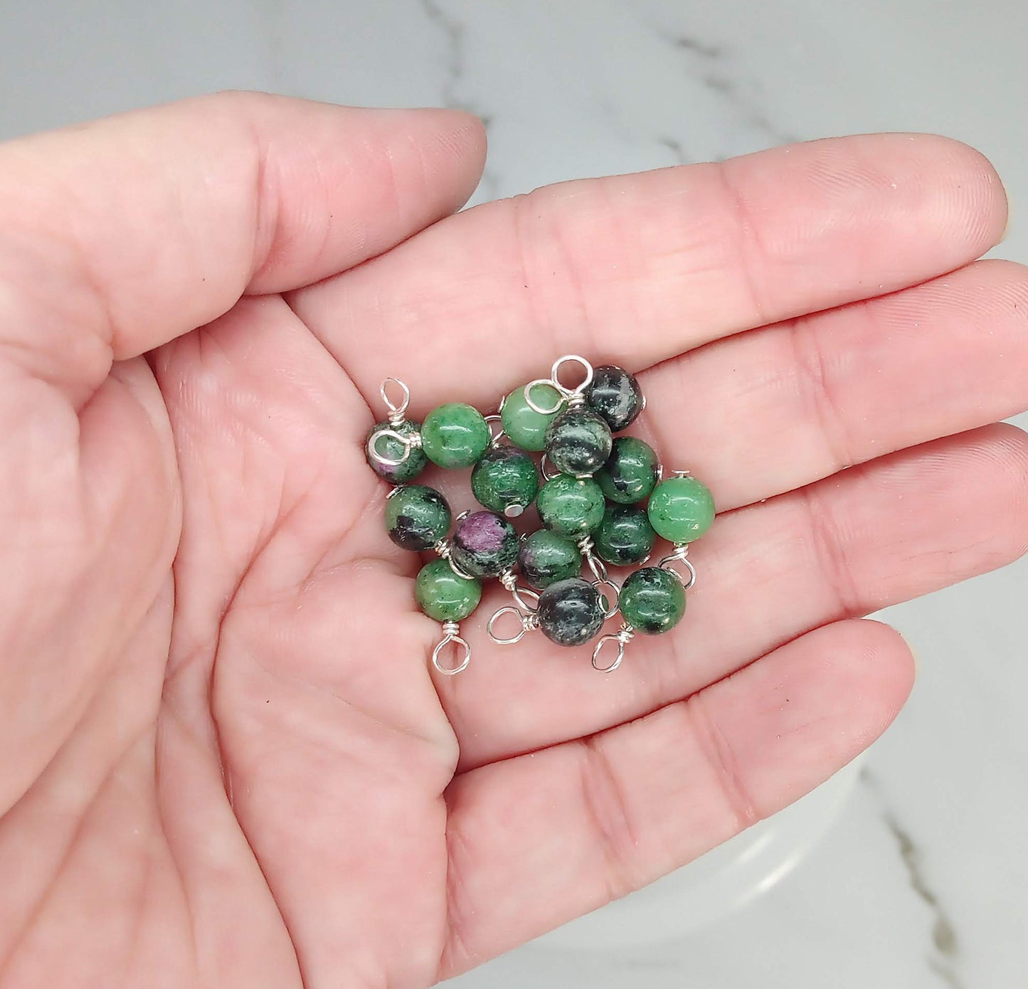 Zoisite Ruby 6mm Bead Charms, Gemstone Dangles - Adorabilities Charms & Trinkets