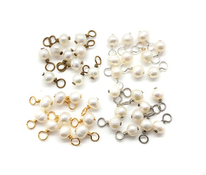 Freshwater pearl bead dangles: white, peach, mauve, gray and black.