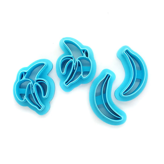 Banana clay cutters, peeled and unpeeled, set of 4