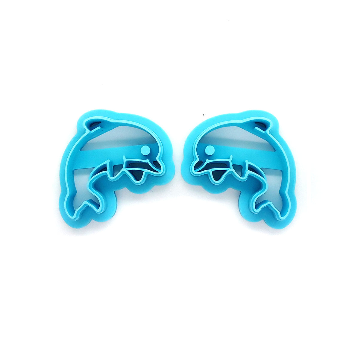 2 mirrored dolphin clay cutters