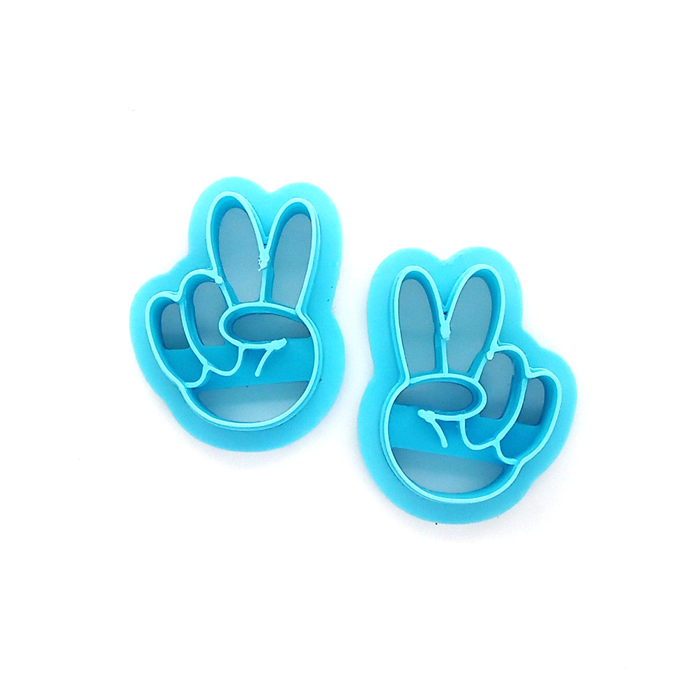 Peace hands clay cutter set of 2 mirrored shapes