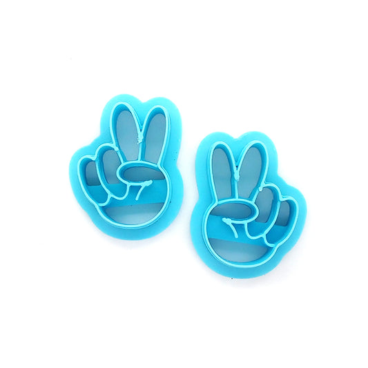 Peace hands clay cutter set of 2 mirrored shapes