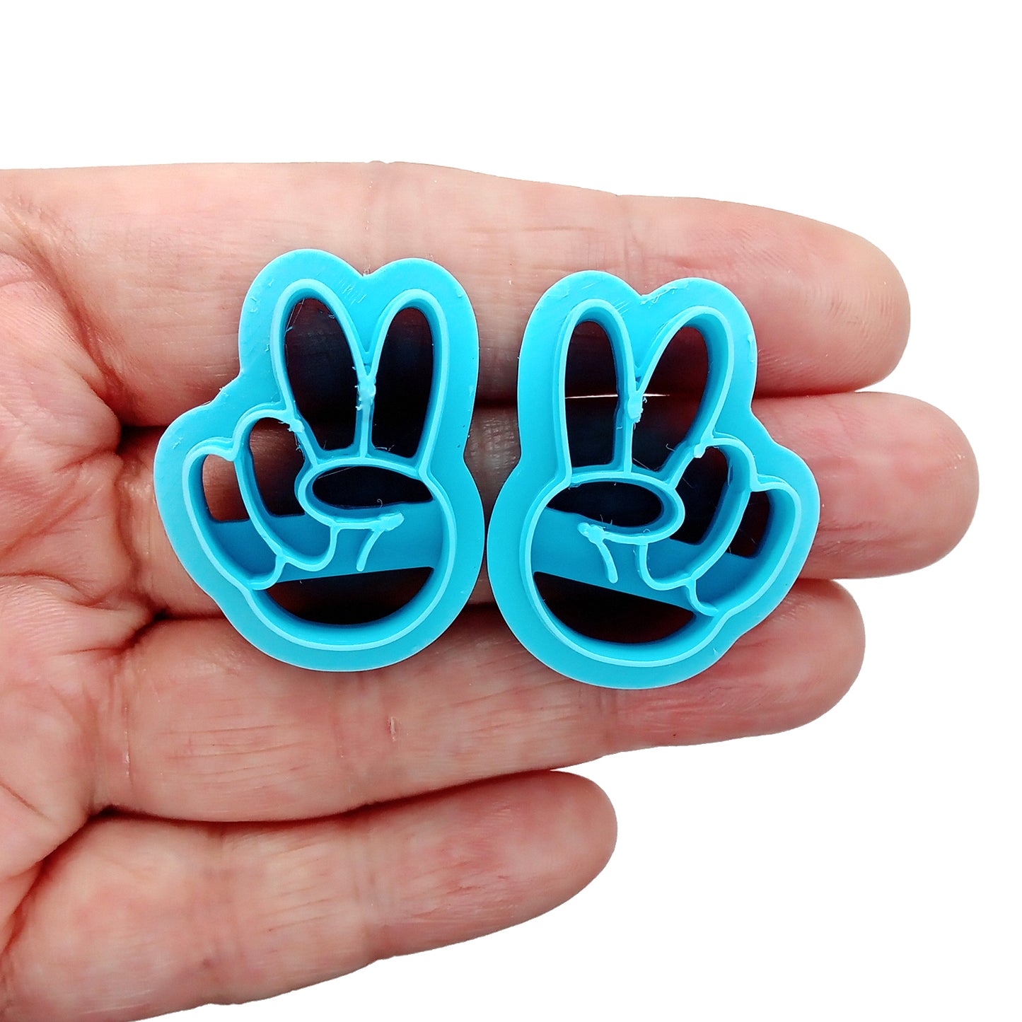 Peace hands clay cutter set of 2 mirrored shapes