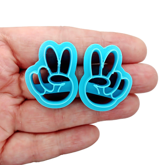 Peace hands clay cutter set of 2 mirrored shapes