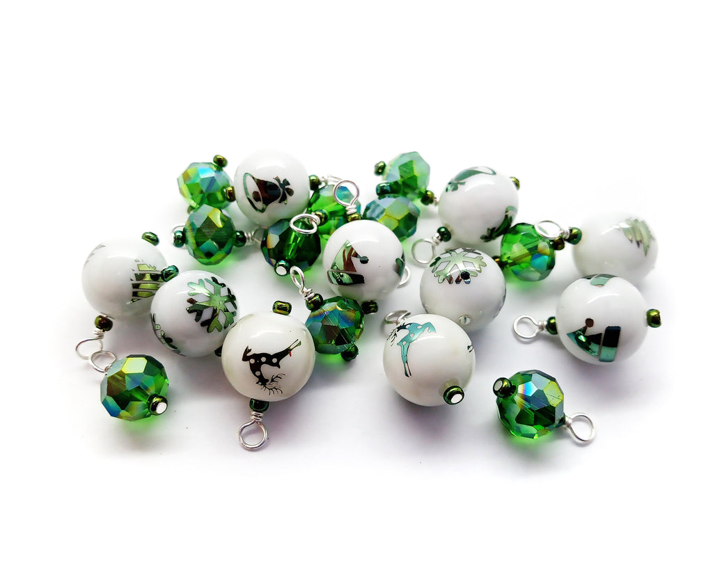 Bulk Glass Pearl Bead Charms, 8mm Glass Pearl Dangle Mix
