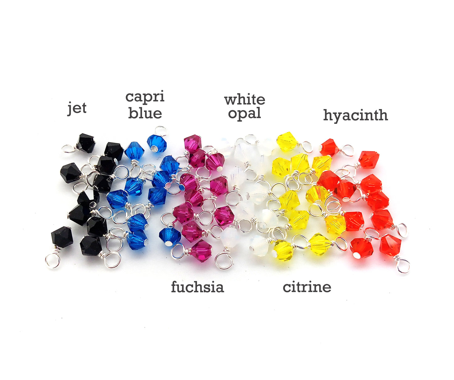 Tiny Crystal Bead Dangles, 4mm Birthstone Charms, New Colors Added