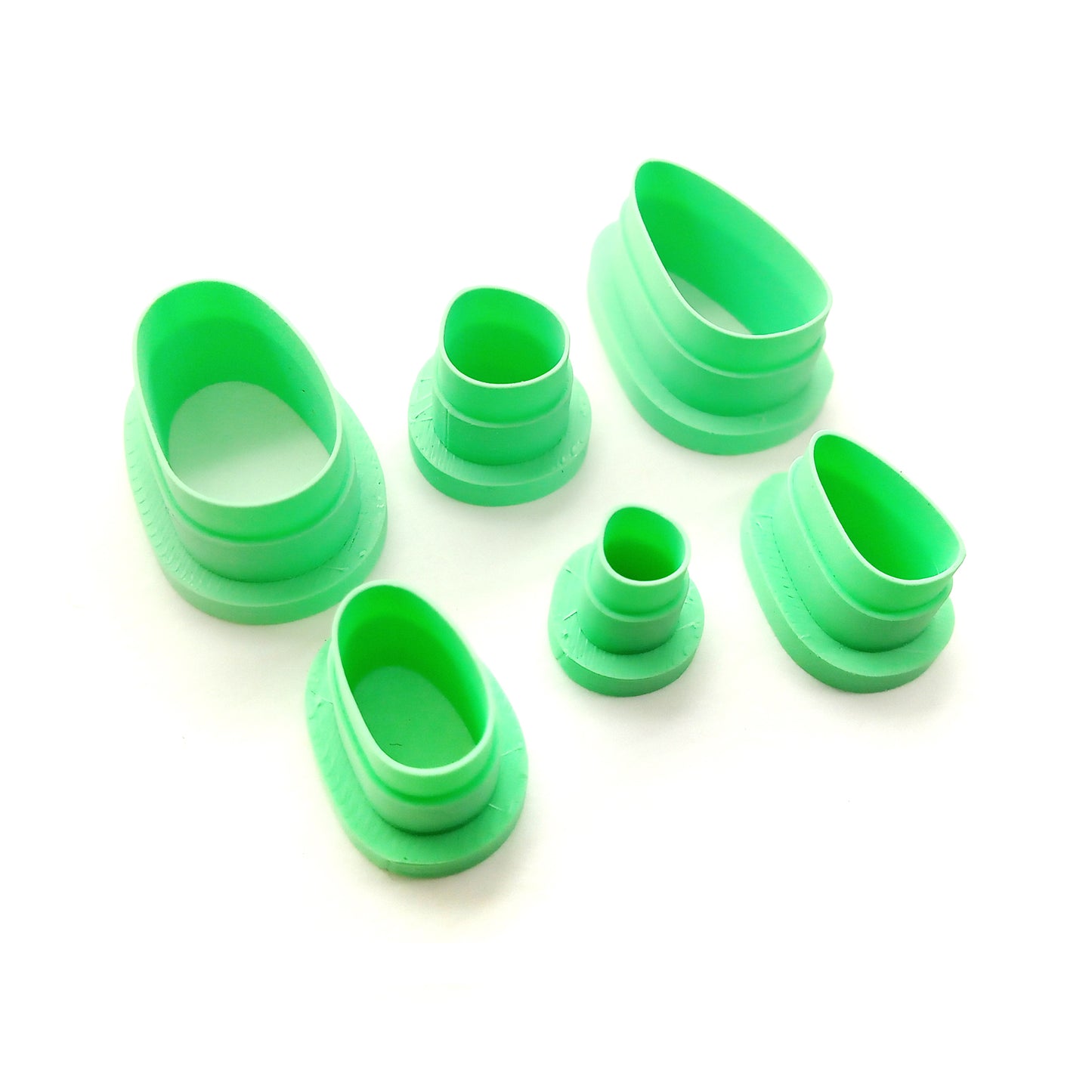 Light green clay cutters in organic shapes, 6 pieces for earrings