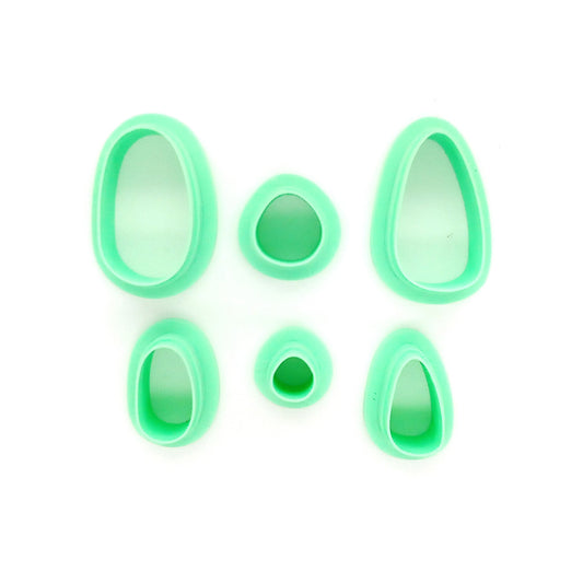 Light green clay cutters in organic shapes, 6 pieces for earrings