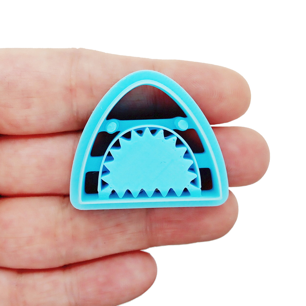 Shark head with teeth polymer clay cutter.