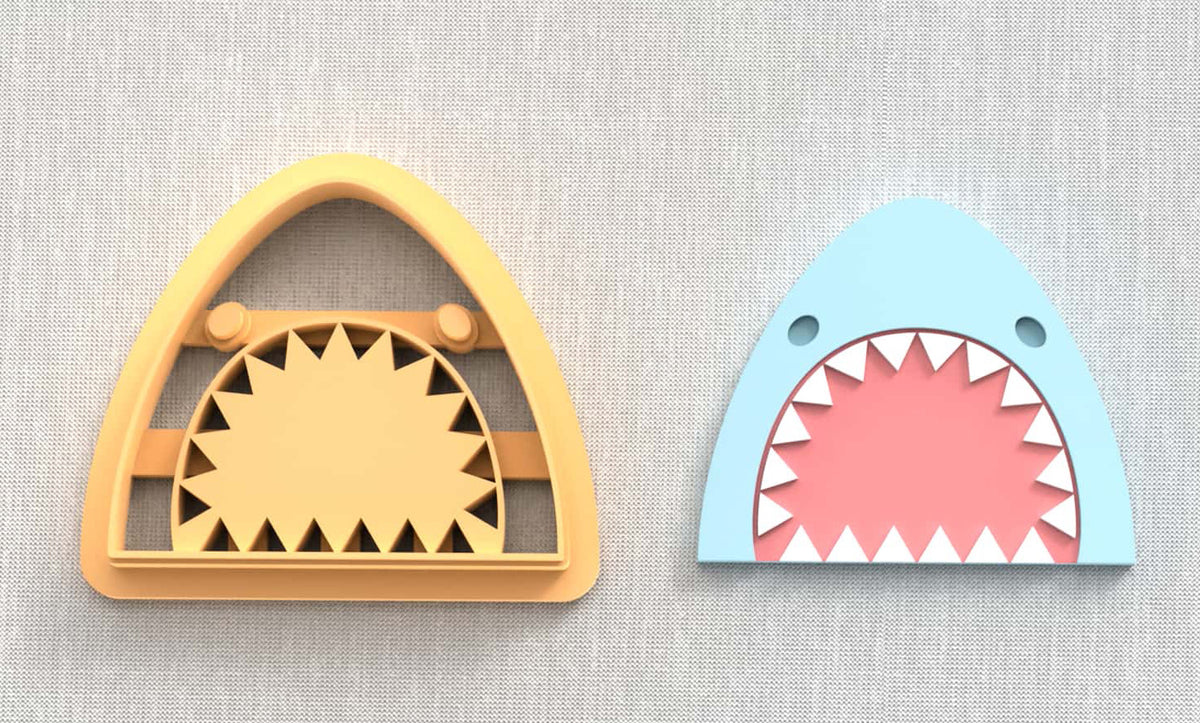 Shark head with teeth polymer clay cutter.