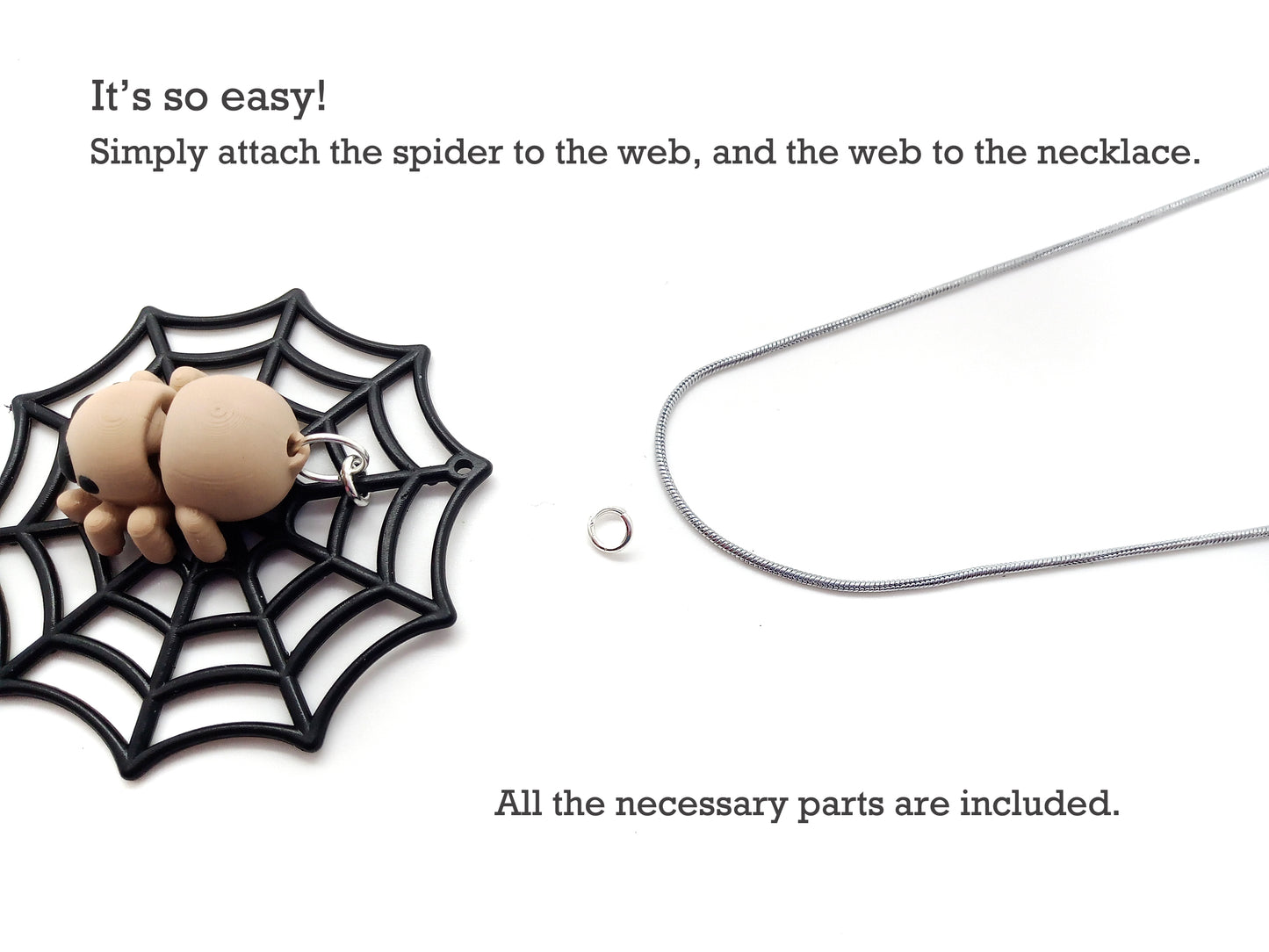 Easy Halloween Spider Necklace Kit, Flexi Spider on Web