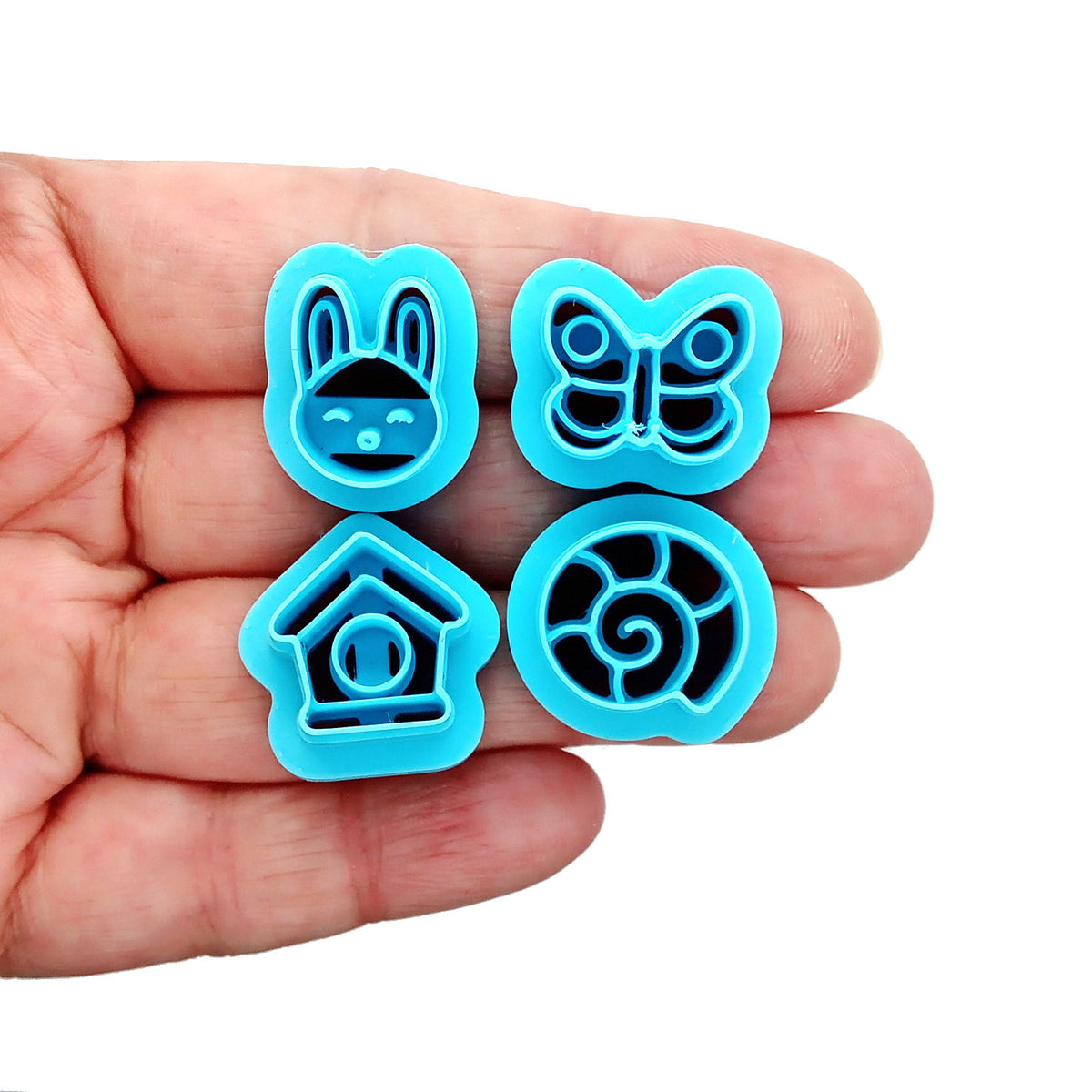 Tiny spring polymer clay cutter collection for stud earrings. 