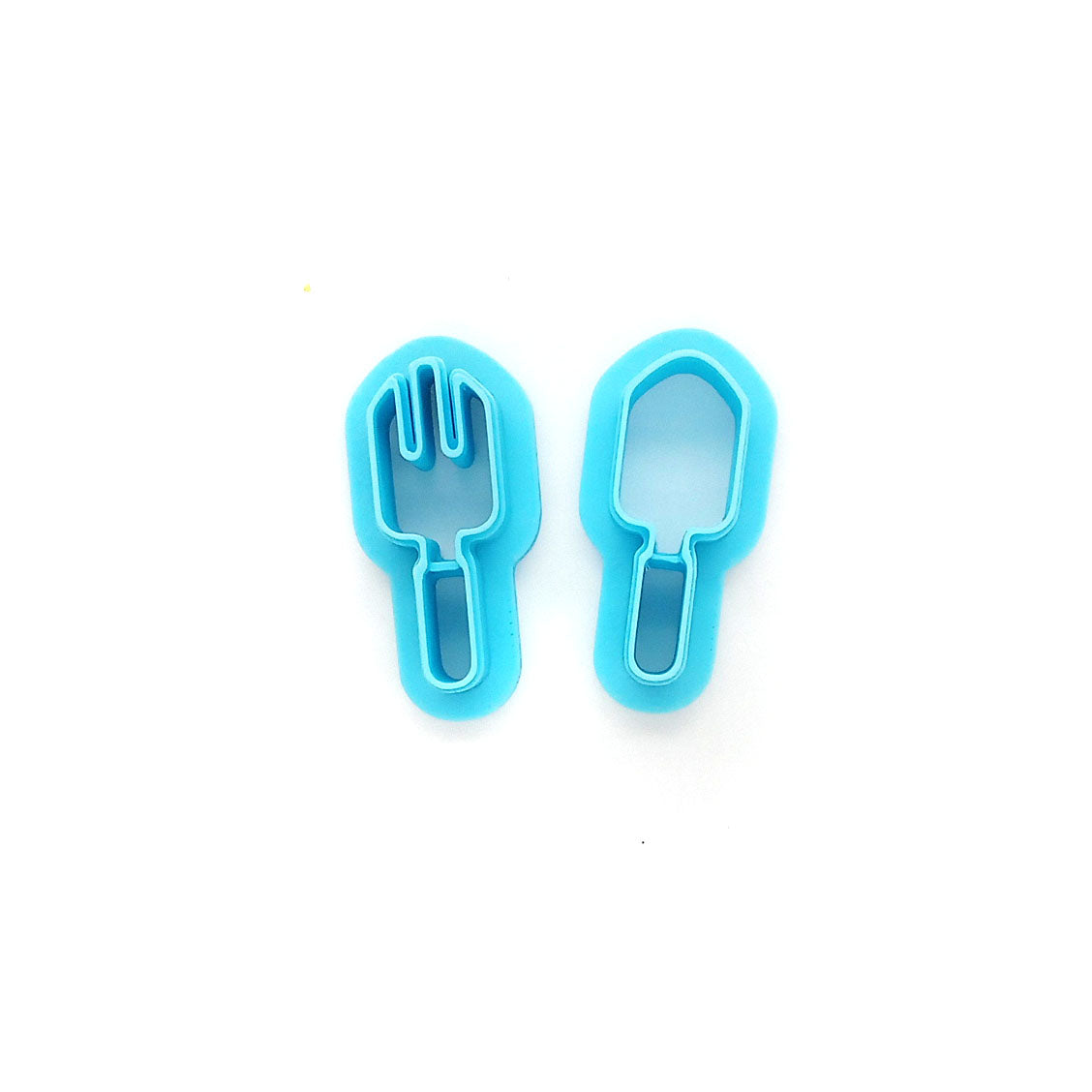Gardening tools polymer clay cutters: trowel & fork.