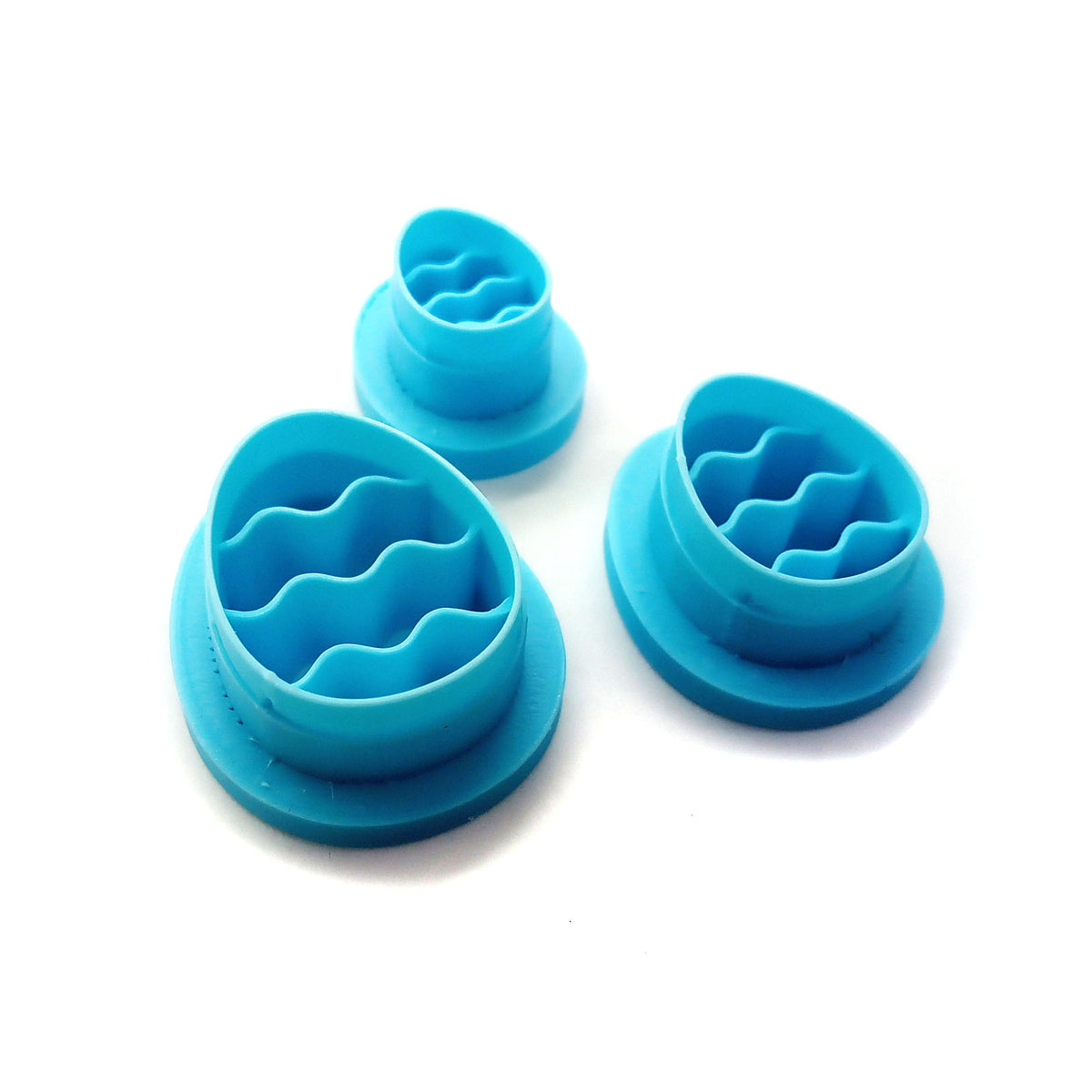 Tiny Easter egg polymer clay cutters for stud earrings.
