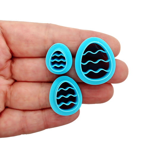 Tiny Easter egg polymer clay cutters for stud earrings.