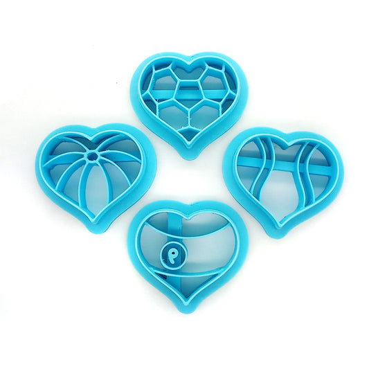 Sports balls in hearts polymer clay cutter set.